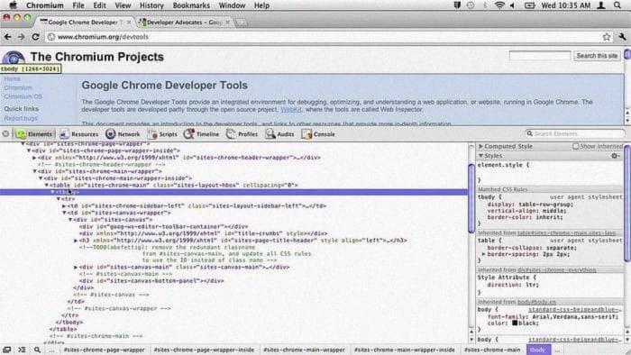 google chrome developer tool