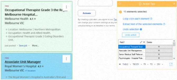 Selecting Multiple Job Posts to automate scraping