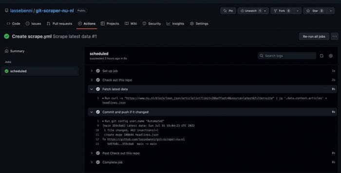 Scheduled action steps