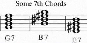 7th chords, 4, 7 and 10 semitones