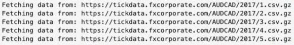 Вывод fxcmpy_tick_data_reader() при запросе данных за 5 недель.