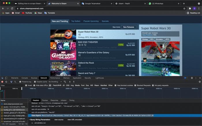 Steam home page