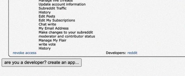 Image showing a snip from Reddit's applications website