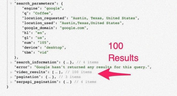 Search parameters and results for “coffee” for video
