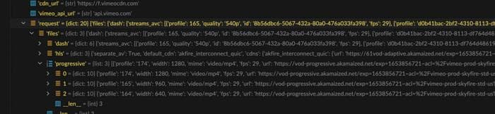 Target field inside video config dictionary