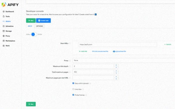 Actor input configuration