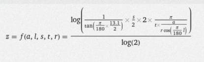 The initial formula for zoom = f(alt, lat)