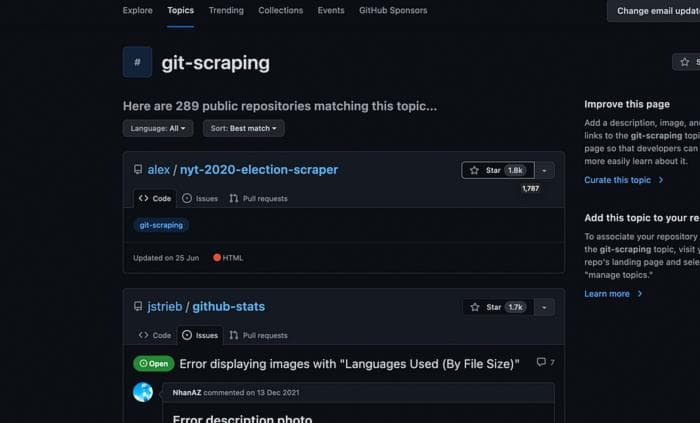 git-scraping projects