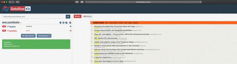 Open Hacker News main page