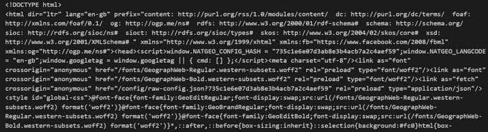 Output representing webpage structure.