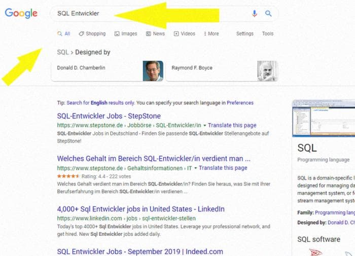 Google search results indicating missing “total_results” value