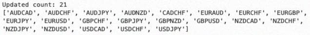 FXCM доступные символы без дублирования.