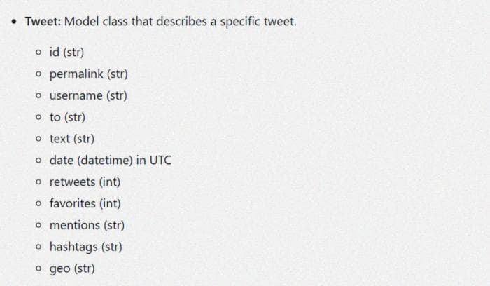 Список информации, которую можно получить в объекте твита GetOldTweet3.