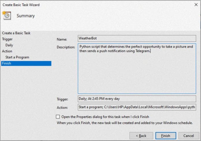 Automate the execution of your python script using Windows built-in Task Scheduler