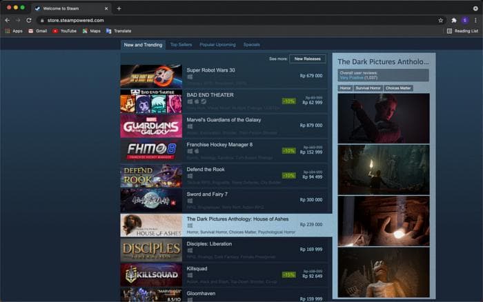 Steam website